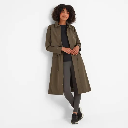 Alva Womens Waterproof Trench Coat Jacket Waterproof Up To 10k With DWR Coating and Fully Taped Seams Look Great With 2-Way Zip, Stay Comfy With Cuff & Waist Toggles In This Womens Coat Khaki 8