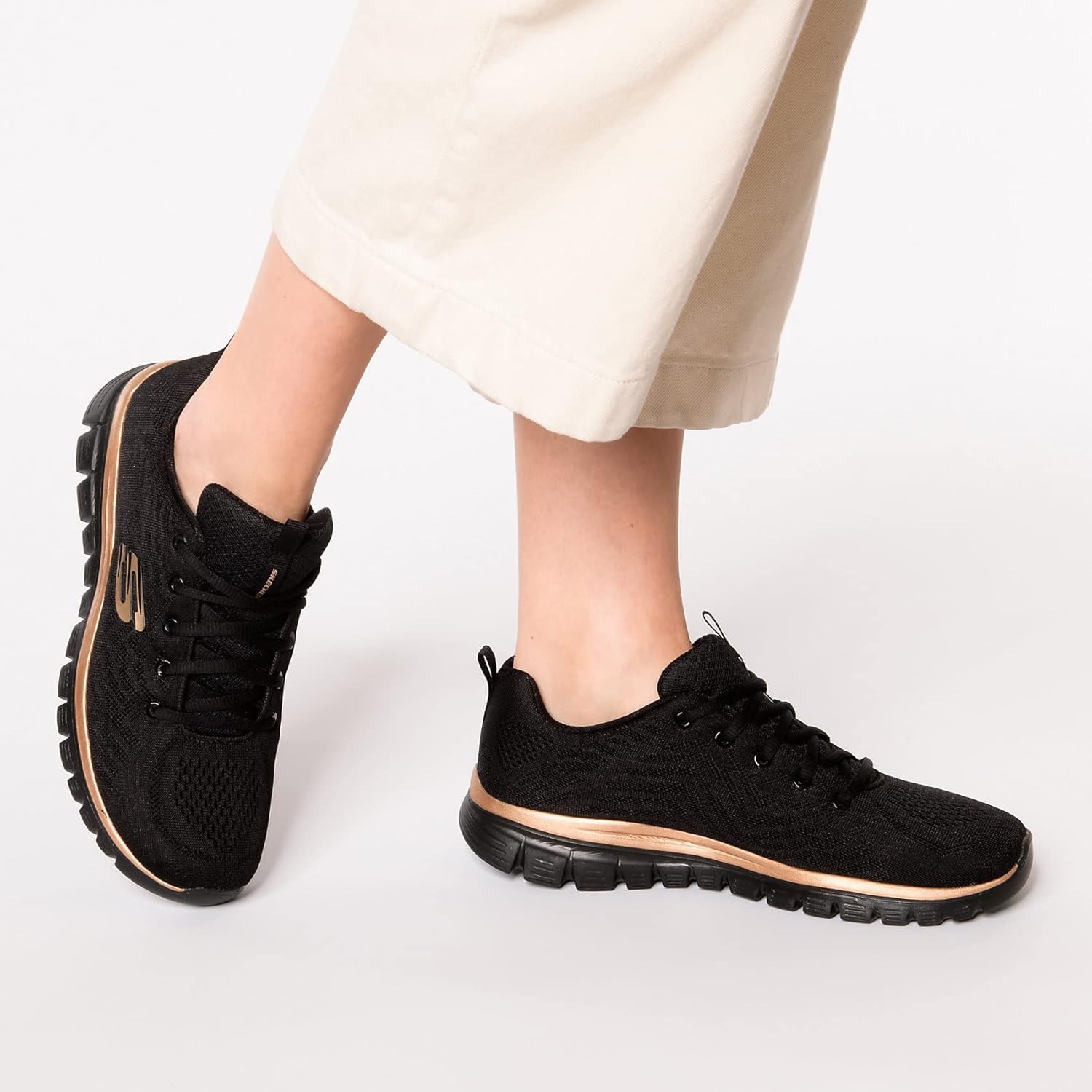 Women's Graceful Get ConnectedSneaker 7 UK Black Mesh Rose Gold Trim