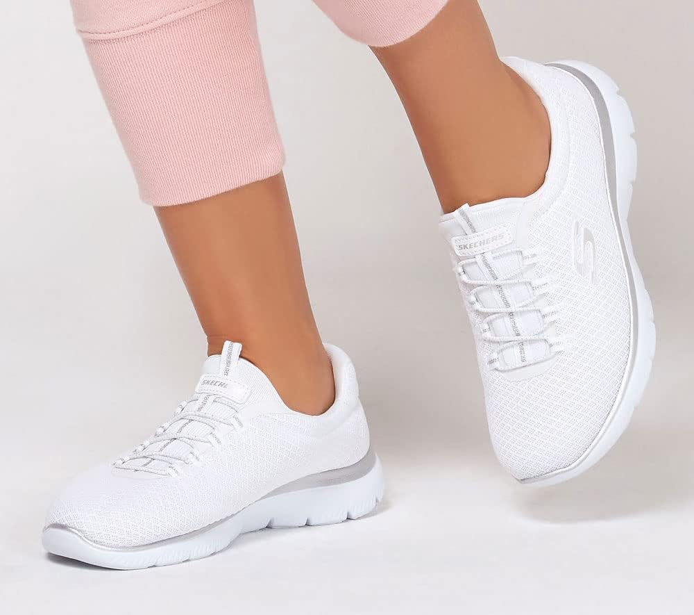 Women's Summits 12980Sneaker 6 UK White Mesh Silver Trim
