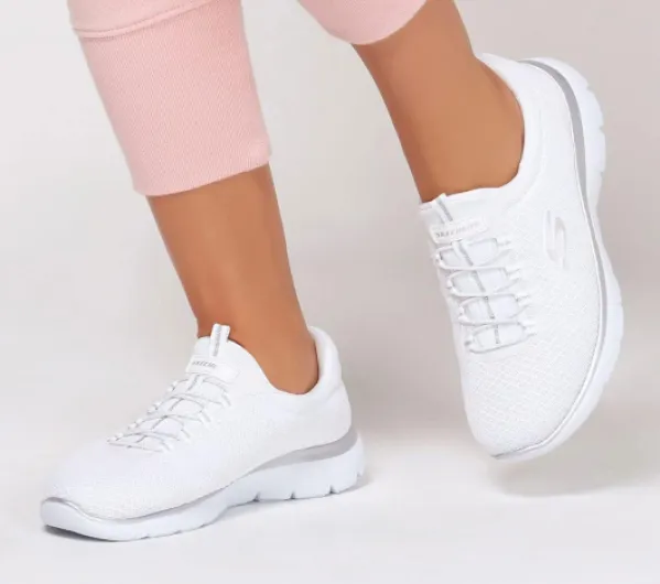 Women's Summits 12980Sneaker 6 UK White Mesh Silver Trim