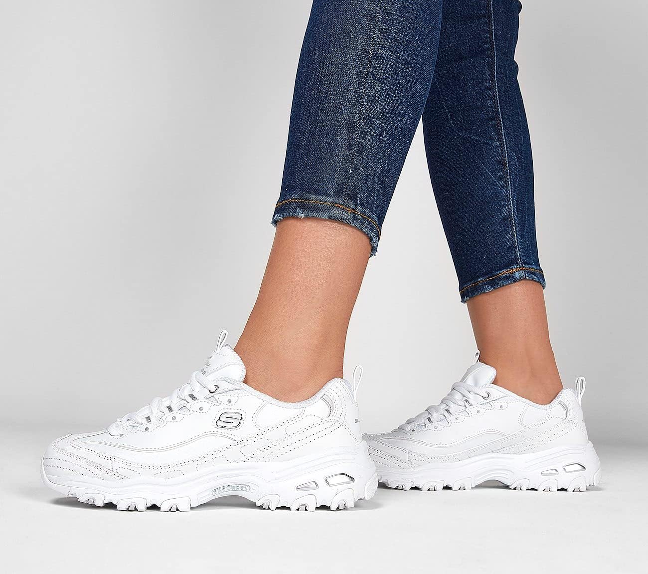 Women's D'Lites Fresh StartTrainers 4 UK White Leather Mesh Silver Trim L