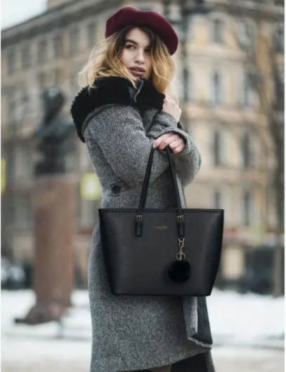 Women Handbag Tote Bag, 15.6 Inch PU Leather Shoulder Bag Laptop Bags with Adjustable Handle, Lightweight Stylish Designer Large Black Handbags for School Work Travel Black 02